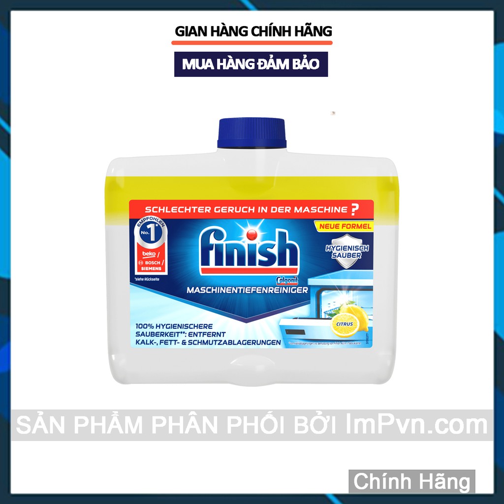 Dung dịch vệ sinh máy, tẩy cặn máy rửa chén bát Finish (hương chanh)