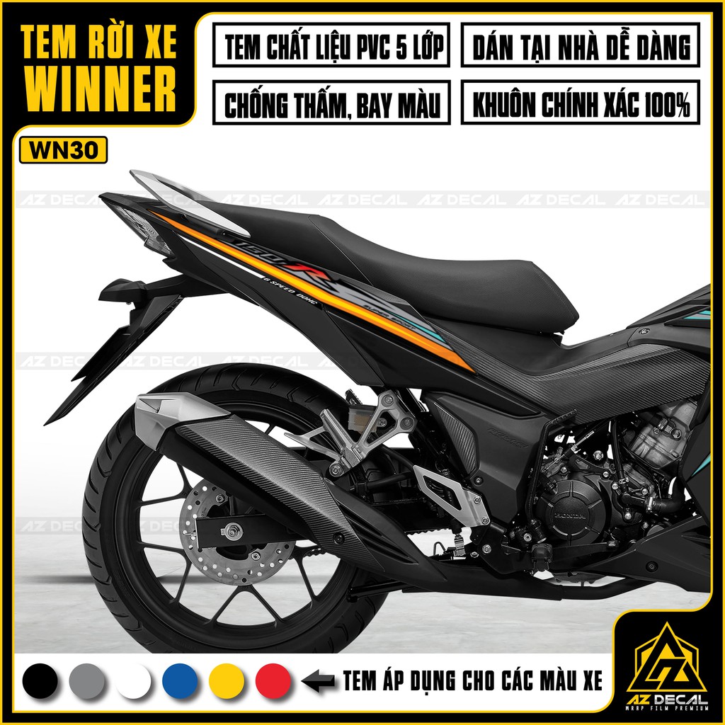 Tem Xe Winner 150 Mẫu 150R GTX Cách Điệu | WN30 | Tem Rời Winner V1 Decal Chống Nước, Chống Bay Màu