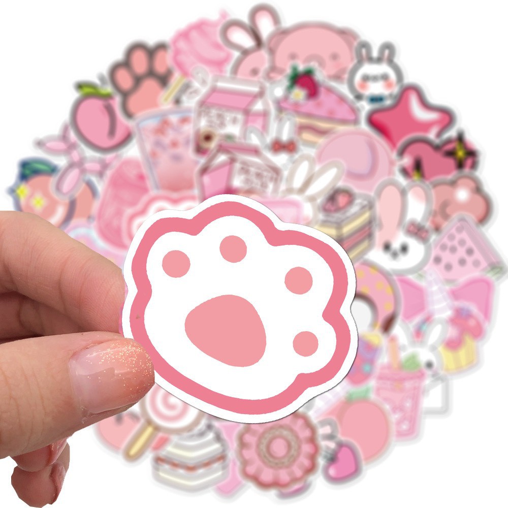 50 CáiSticker Pink | Dán Nón Bảo Hiêm, Điện Thoại, Laptop, Bình Nước...Chống Nước, Chống Bay Màu