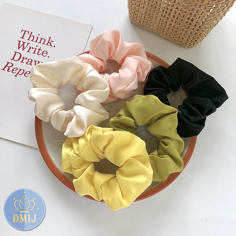 Dây Buộc Tóc Trơn Scrunchies, Dây Cột Tóc Trơn Nhiều Màu Phong Cách Hàn Quốc