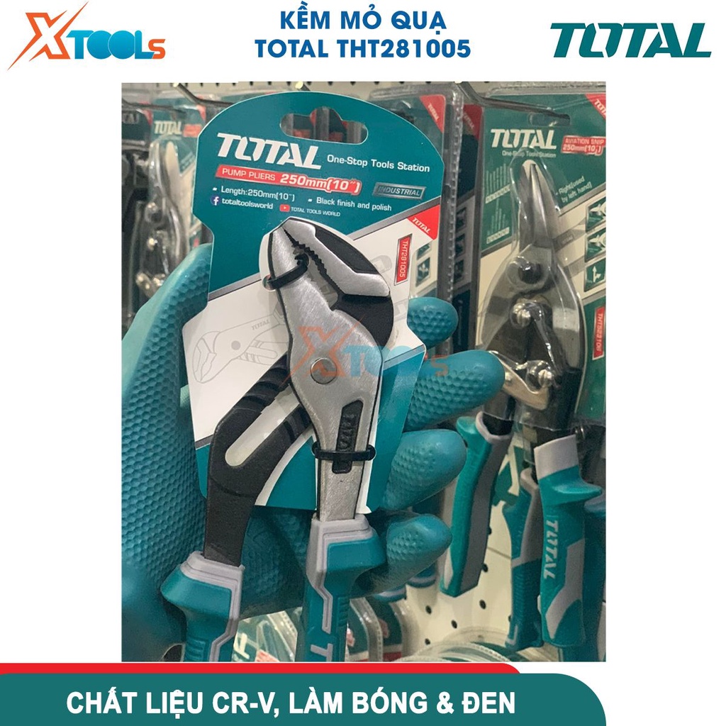 Kìm mỏ quạ Total 10&quot;/250mm, miệng 50mm | thép Cr-V sơn đen mờ, kềm mỏ quạ lớn siêu cứng, chống mài mòn-CHÍNH HÃNG-XTOOLS