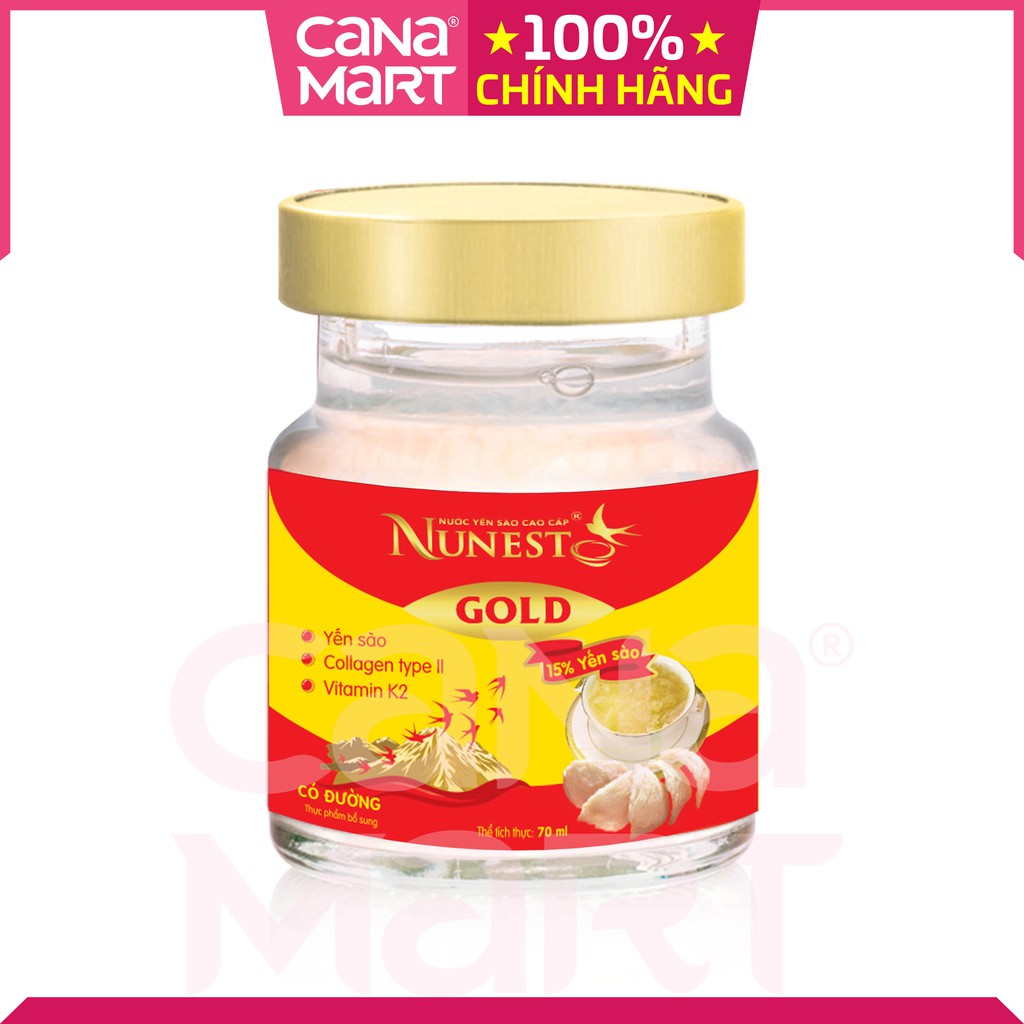 Nước yến sào cao cấp Nunest Gold bồi bổ sức khỏe (Hộp 6 lọ x 70ml])