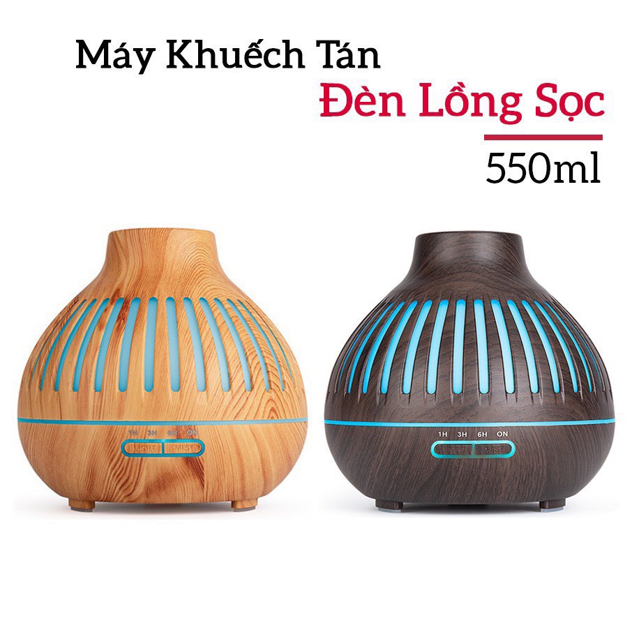 Máy khuếch tán tinh dầu, máy xông tinh dầu đèn lồng dung tích 550ml, hẹn giờ lên tới 6 tiếng, bảo hành 6 tháng