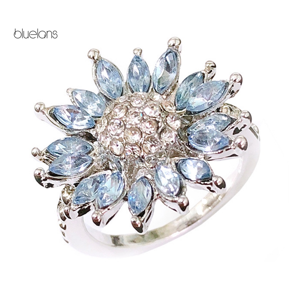 Nhẫn Đính Hôn Đính Đá Zircon Hình Hoa Hướng Dương