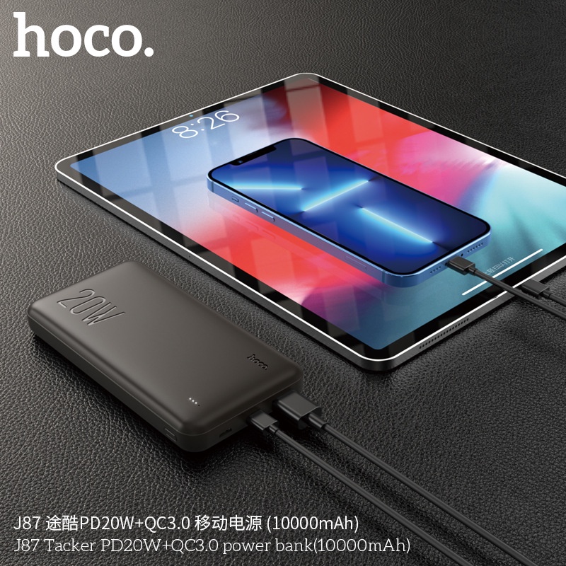 -Sạc dự phòng, pin sạc dự phòng chính hãng Hoco J87 10000mAh, sạc nhanh QC3.0-màn hình LED-BH 06 tháng