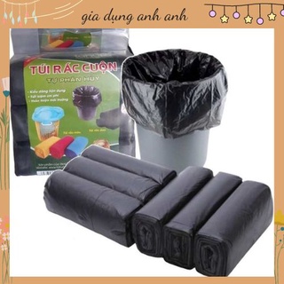 Combo 9 cuộn túi rác tự phân hủy - bao rác đen kích thước lớn 55*65 cm