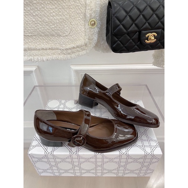 Giày búp bê cao cấp da thật thương hiệu Carel gót cao 3.5cm có 2 màu màu trơn đơn giản