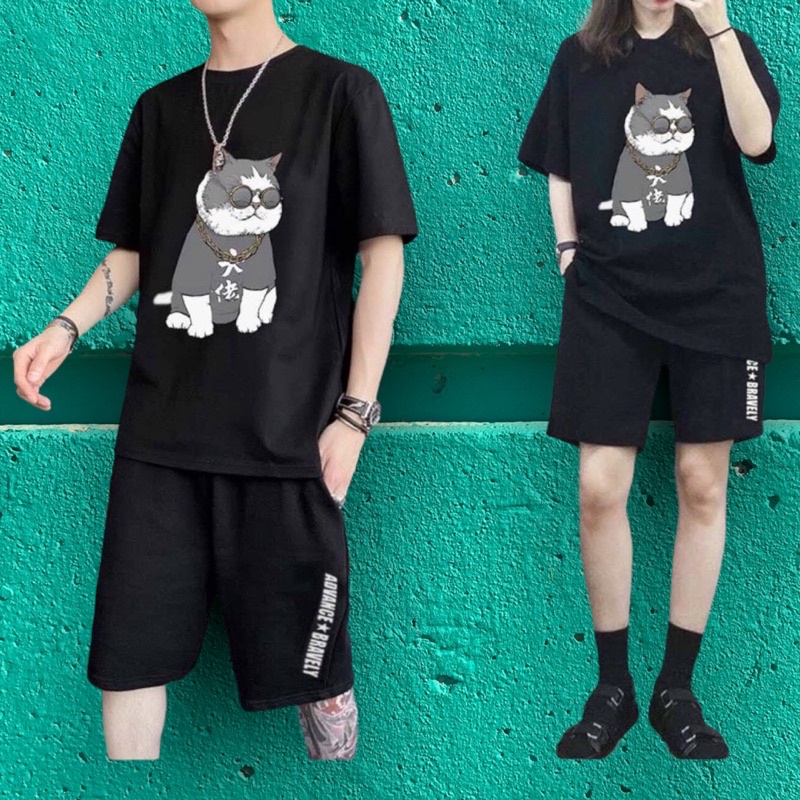 ĐỒ BỘ NAM  FREESHIP  ĐỒ BỘ THỂ THAO IN HÌNH CON MÈO ĐEO MẮT KÍNH SIÊU NGẦU