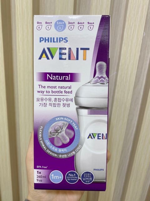 Bình sữa Avent Nature cho bé 125ml và 260ml hàng chính hãng