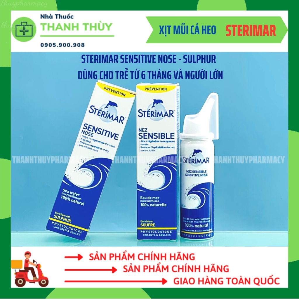 Sterimar 50ml - Dung Dịch Nước Muối Biển Xịt Mũi-Giúp Làm Sạch, Hết Nghẹt Mũi Cho Trẻ Em-Trẻ sơ sinh - Xịt mũi cá heo