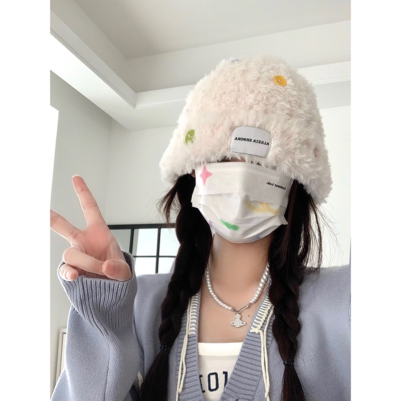 Mũ Bucket Chất Liệu Lông Giả Thời Trang Thu Đông Ấm Áp