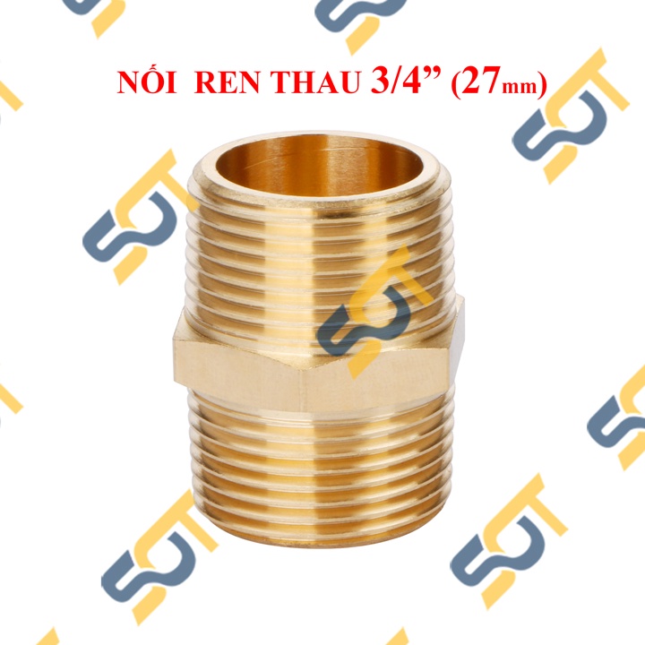 Nối ren thau 27 trong ren ngoài, khẩu nối kép lơ cả rá măng sông - Bằng Đồng