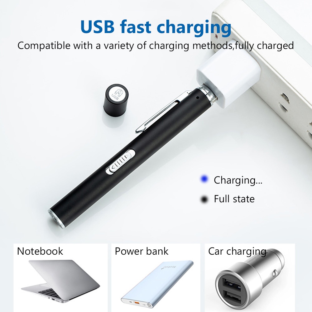 Đèn pin LED mini bằng thép không gỉ sạc USB tiện dụng chất lượng cao