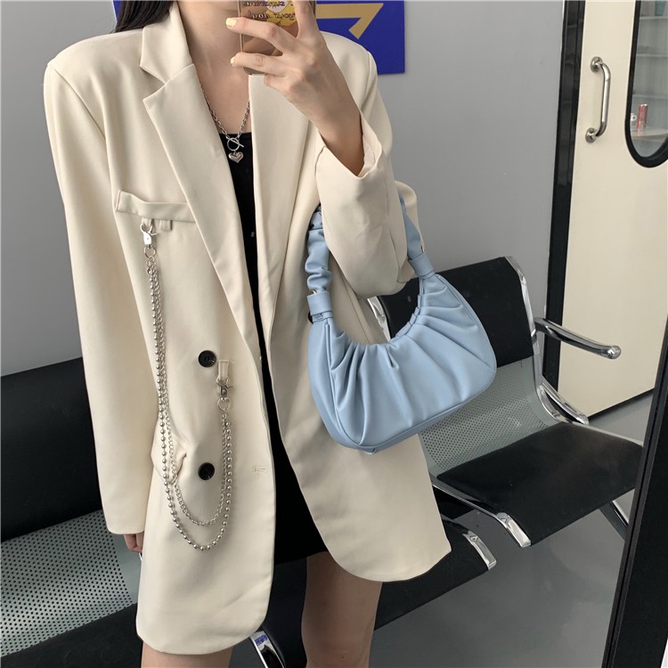 Áo khoác vest nữ blazer phiên bản Hàn Quốc kèm dây xích chất
