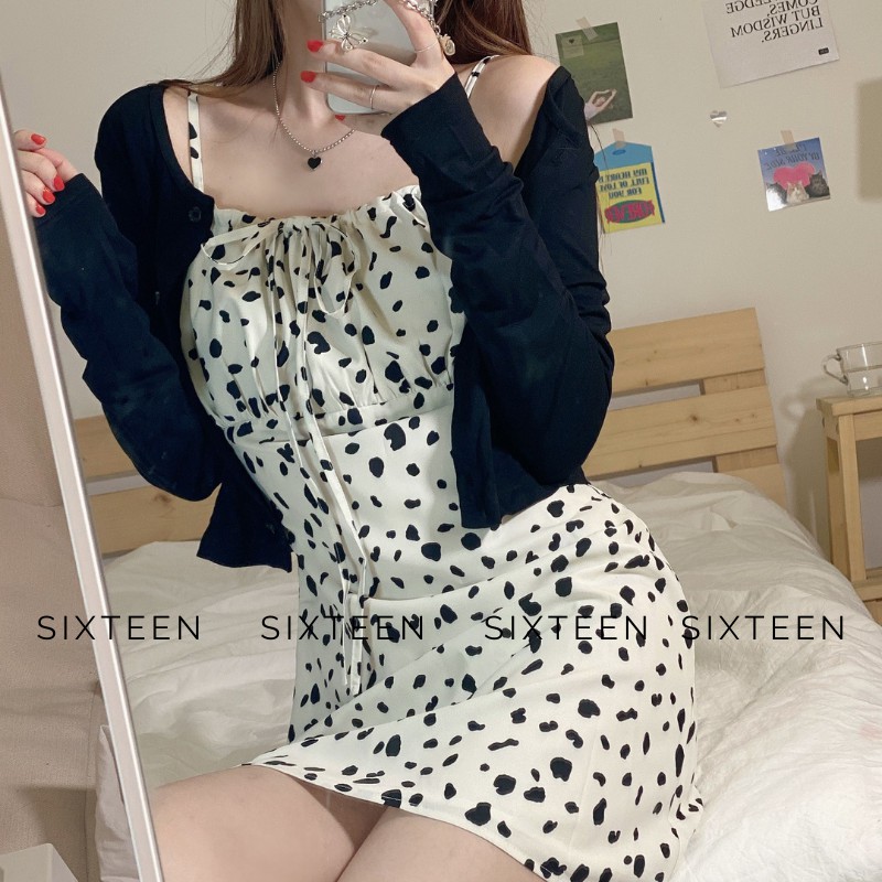 Váy Nữ, Váy 2 Dây, Đầm Nữ Hai Dây Họa Tiết Chấm Bi SIXTEEN. | BigBuy360 - bigbuy360.vn