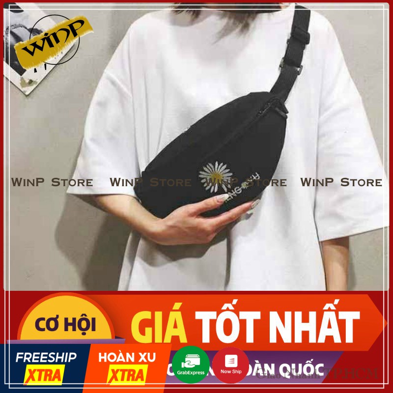 Túi bao tử đeo chéo hoa cúc rơi cánh cho cả nam và nữ cực tiện lợi,chất vải kaki hàn quốc dày dặn bao đẹp | BigBuy360 - bigbuy360.vn