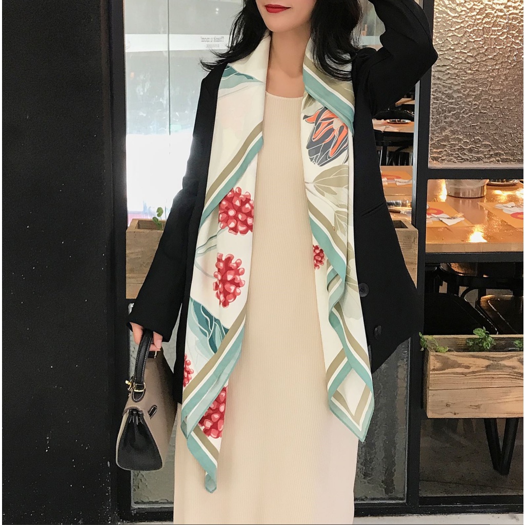 Khăn Quàng Cổ Vuông 130x130cm In Họa Tiết Thời Trang WJ1013-32