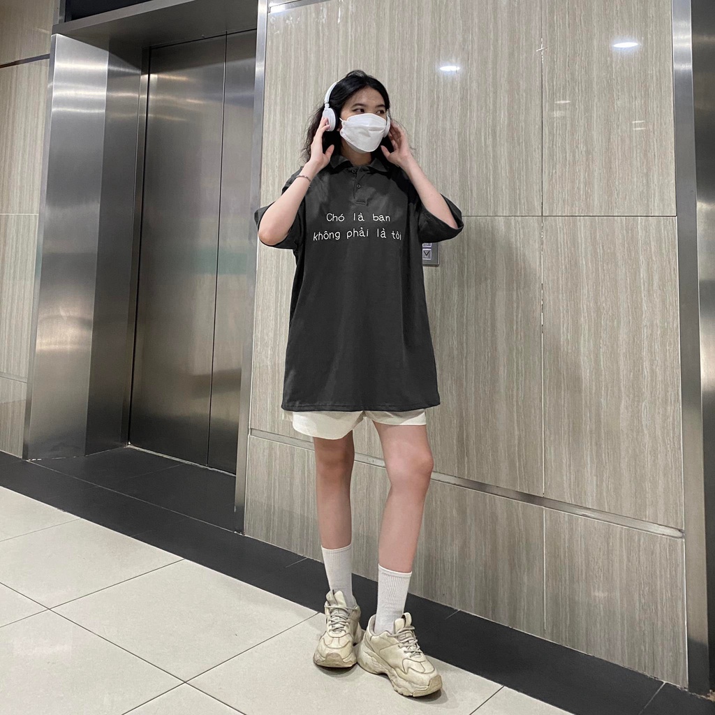 ÁO THUN FF FORM RỘNG POLO CHÓ VÀ BẠN, VẢI THUN 2 CHIỀU COTTON 250GSM