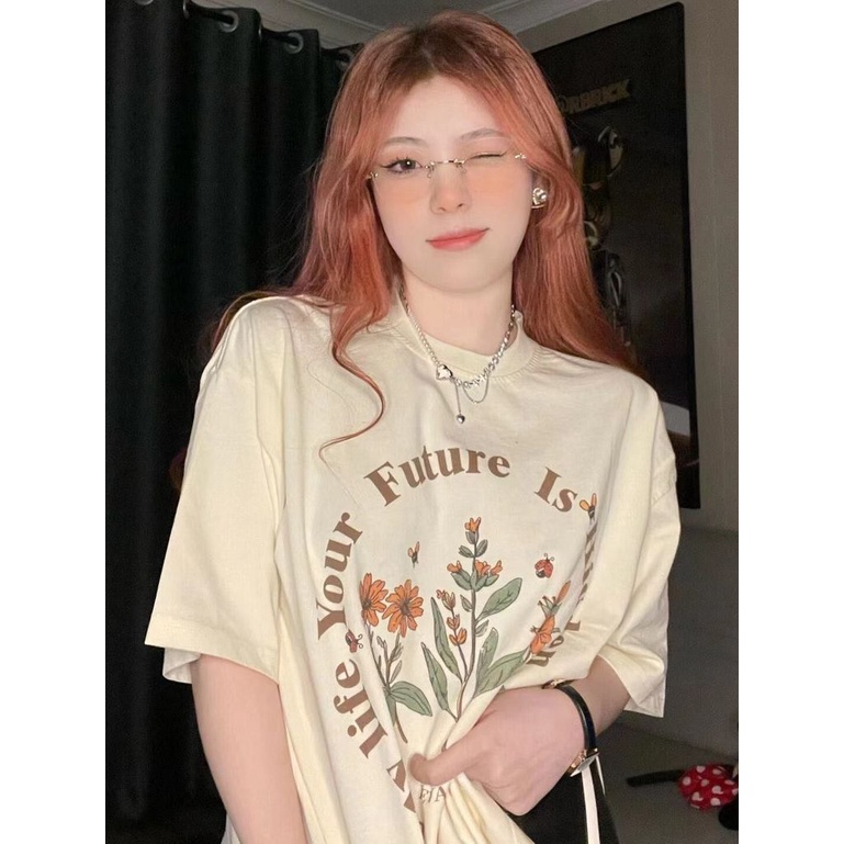 Áo thun Pure Cube tay ngắn in họa tiết dễ phối đồ thời trang xuân hè phong cách Hàn Quốc cho nữ