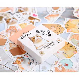 Bộ hình dán Sticker Mèo Con Đi Lạc 46 miếng đáng yêu trang trí tranh, sổ tay, planner