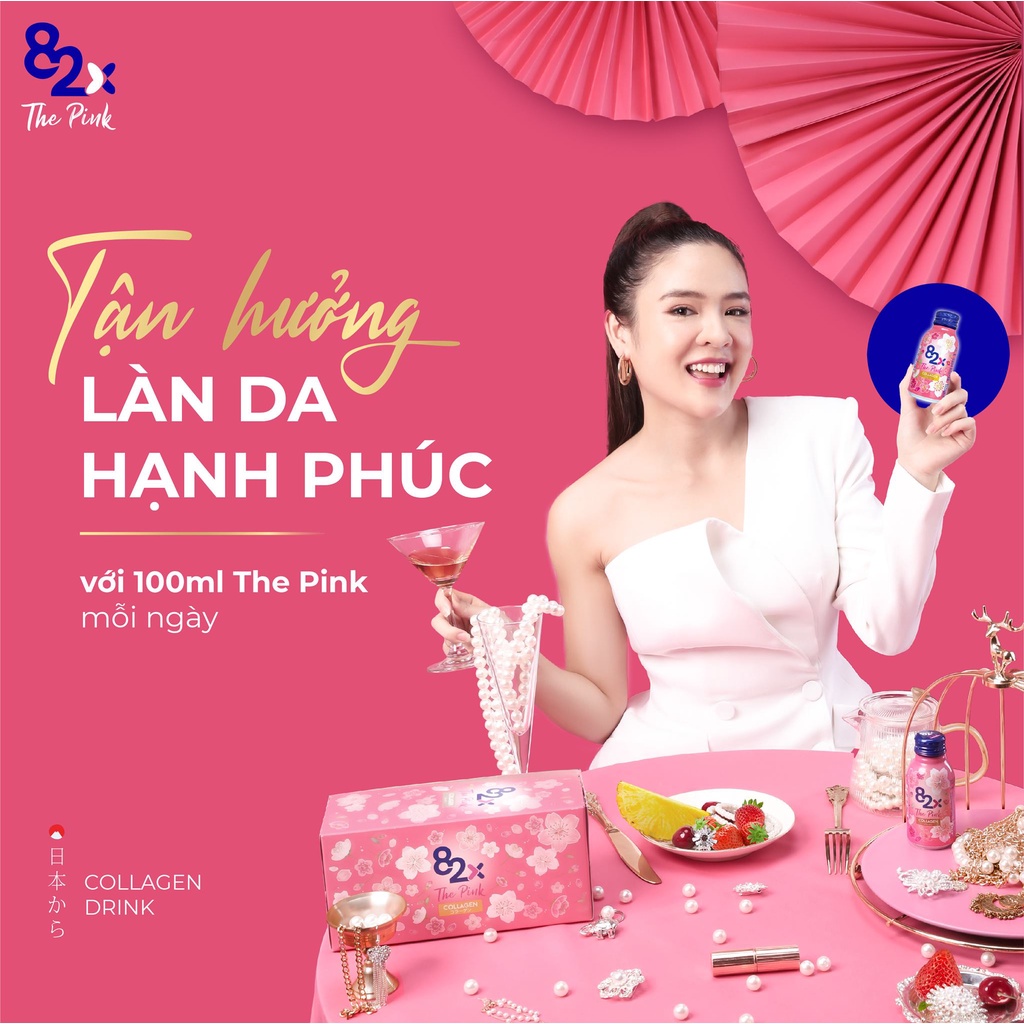 (Combo 3 Hộp -tặng kèm hộp quà) 82X The Pink Collagen 100ml,1000mg Collagen Nước Uống Đẹp Da Tràn Năng Lượng Từ Nhật Bản