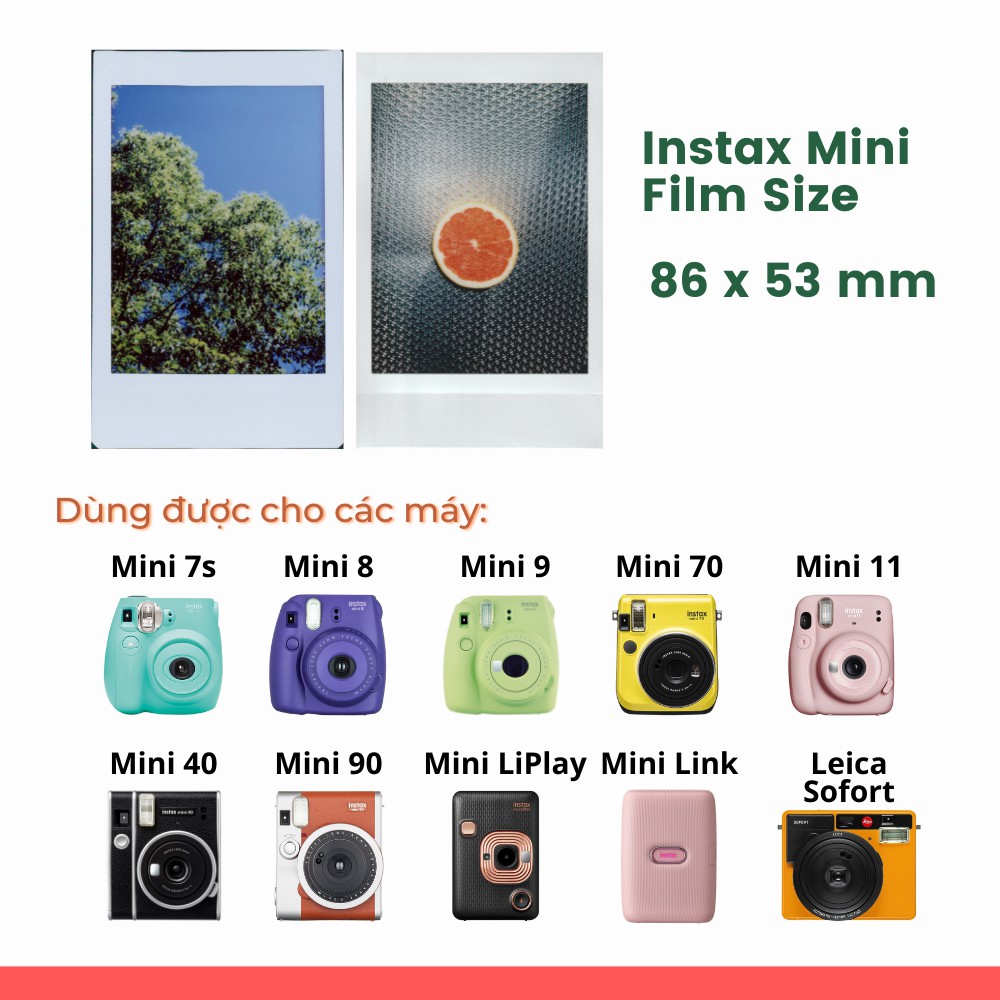 Film chụp lấy liền Fujifilm Instax Mini viền trắng - Hàng chính hãng