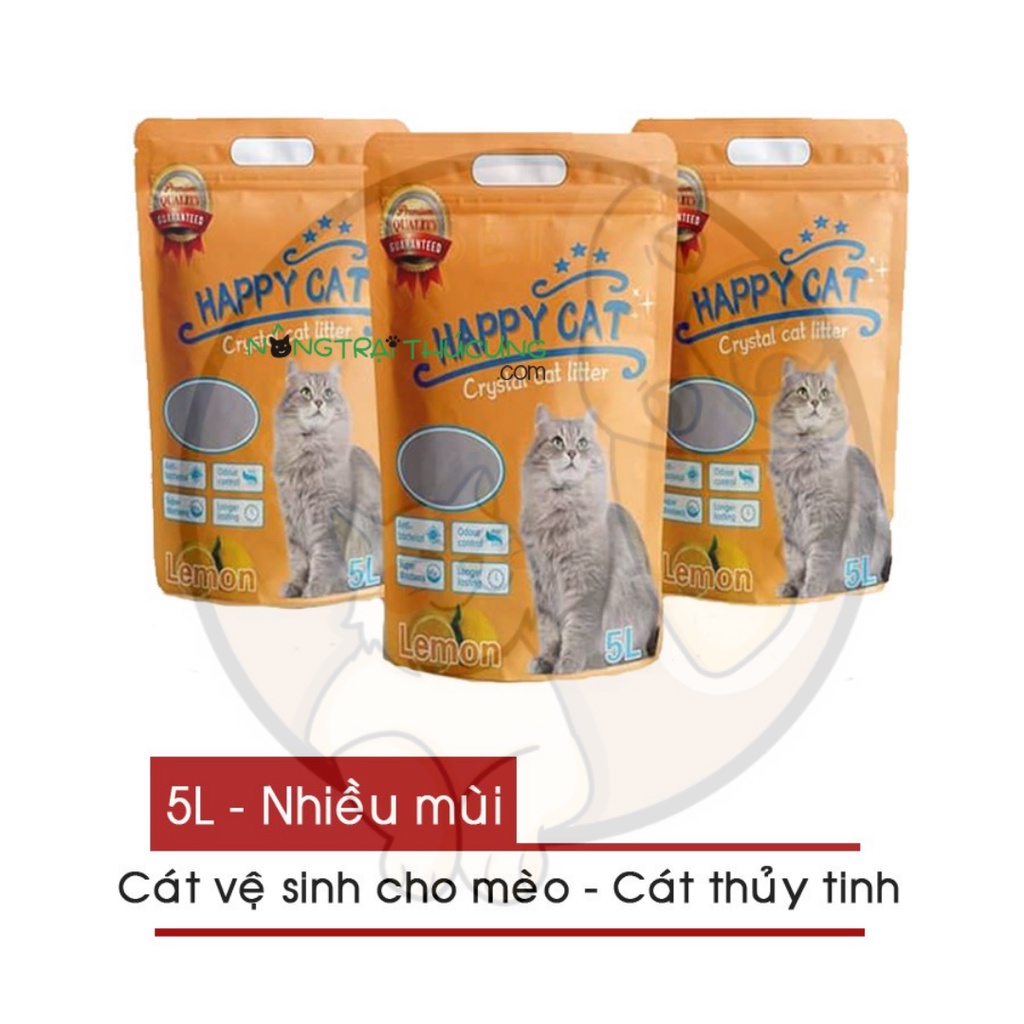 ( SIÊU TIẾT KIỆM ) Cát thủy tinh Happy Cat 5L Mùi Chanh