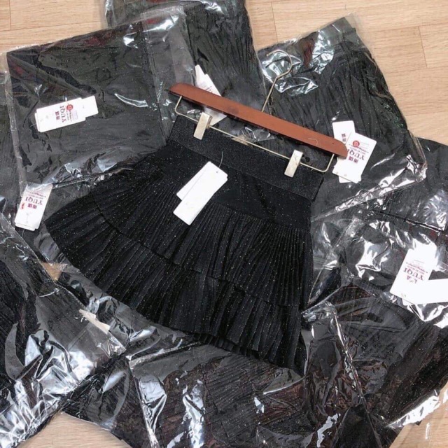 Chân váy nhũ 2 tầng qc