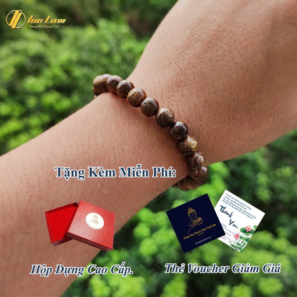 Vòng tay gỗ trầm hương tốc vườn size hạt 8 li thơm dịu nhẹ, bình an, may mắn - Tuệ Lâm