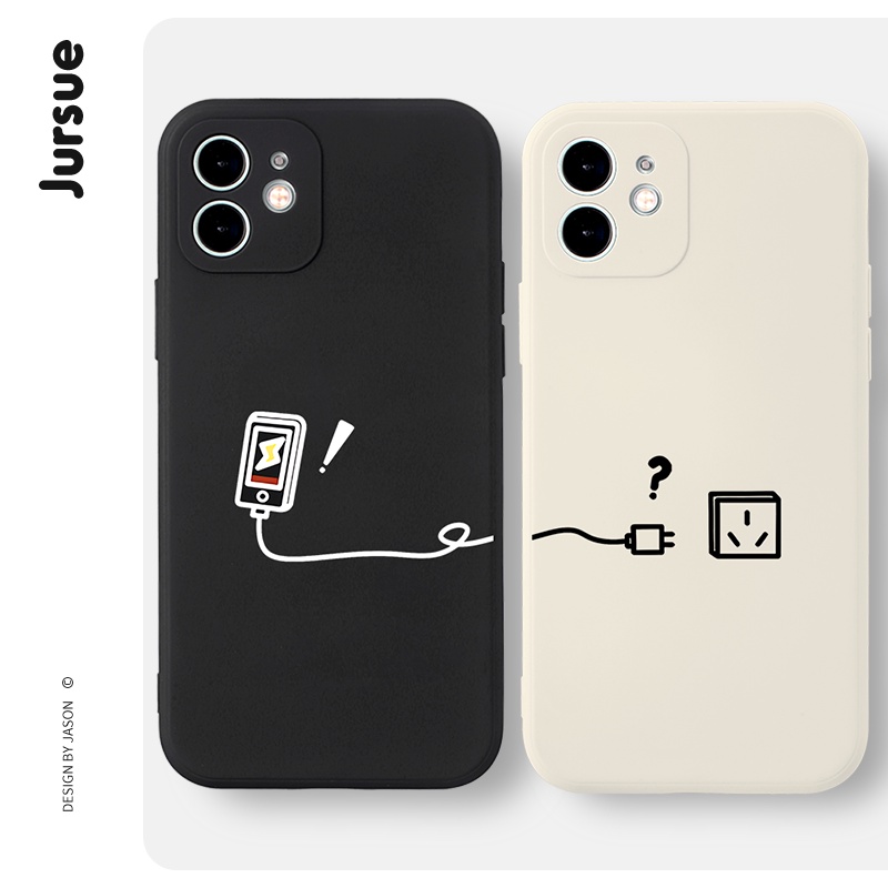 Ốp lưng JURSUE hoạt hình cặp đôi dễ thương đẹp ngộ nghĩnh mềm Compatible for iPhone 14 13 12 11 Pro Max SE 2020 X XR XS 8 7 ip 6S 6 Plus