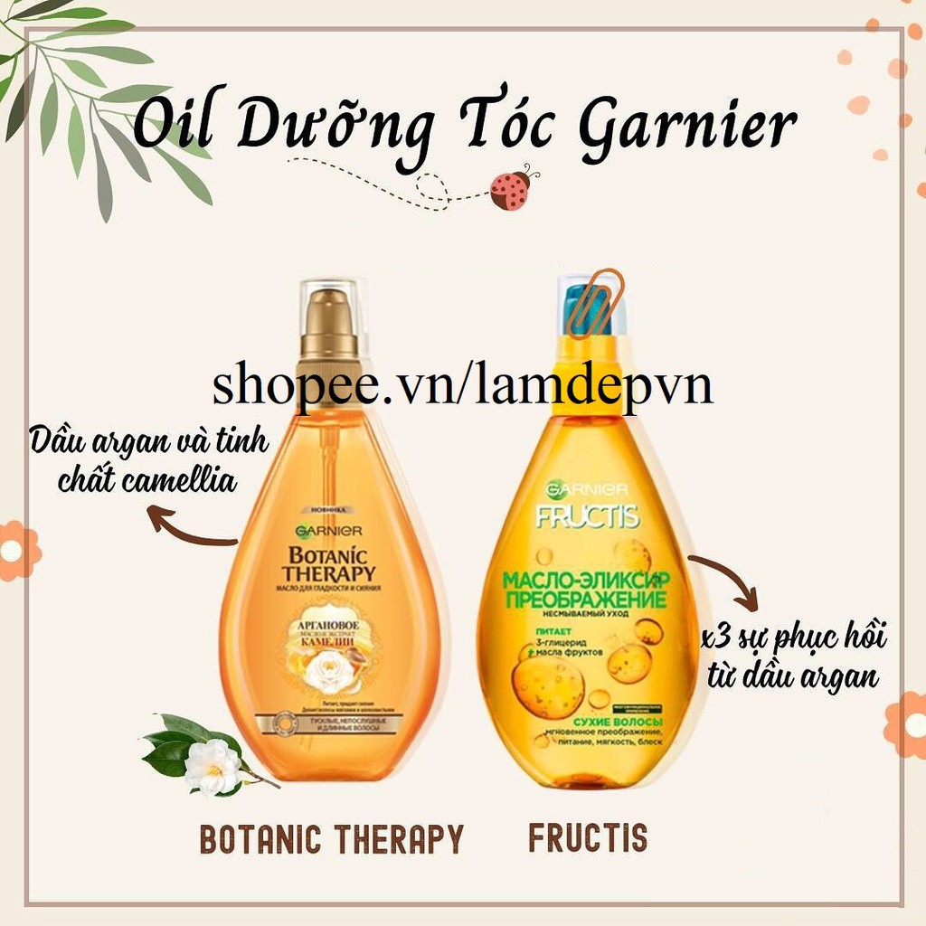 Dầu dưỡng tóc Garnier Fructis/ Botanic Therapy dưỡng tóc bóng mượt, không bết