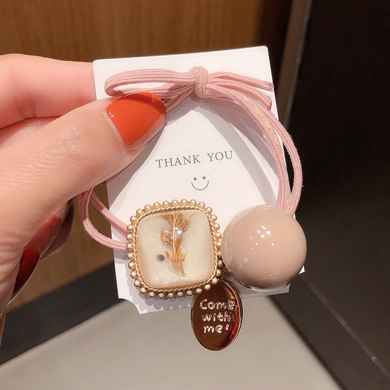 Dây buộc tóc đính pha lê hình vuông thiết kế mới thời trang theo phong cách hàn quốc