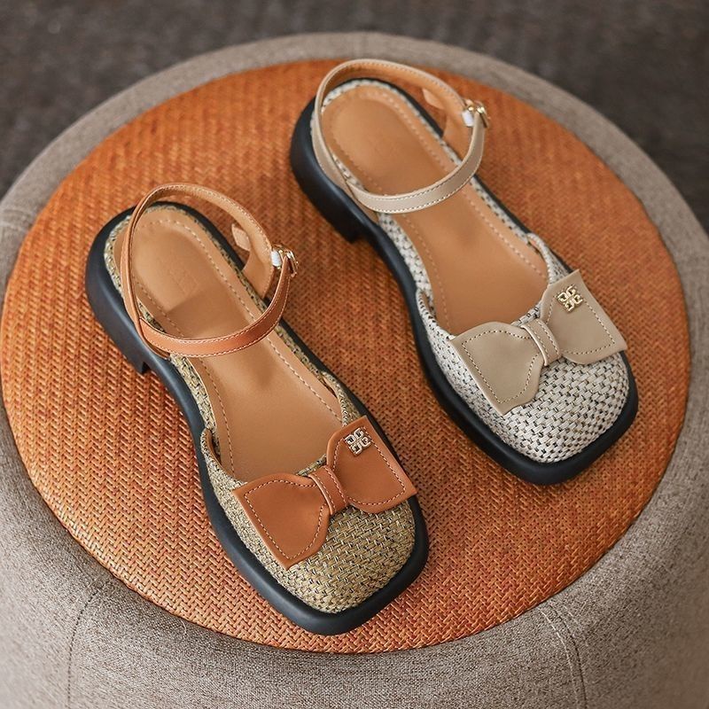 Oeggeo Xăng đan Thắt Nơ Thẳng Thời Trang Giản Dị Dành Cho Bạn Nữ