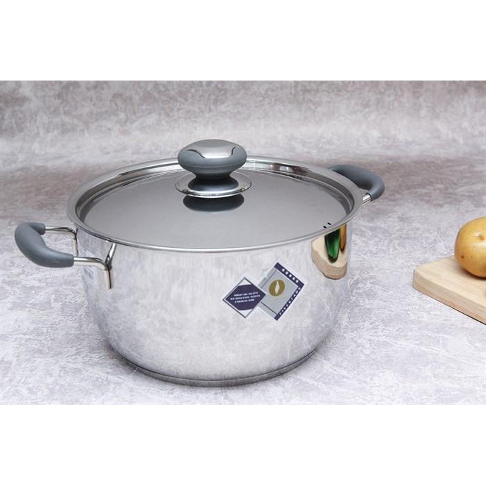 Nồi Inox 430 bếp từ 3 đáy FiveStar Standard 24cm, quai Silicon chống nóng, nắp inox.tặng 5 muỗng inox