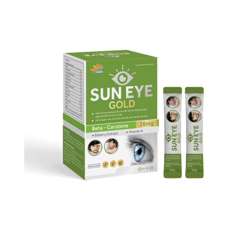 SUN EYE GOLD - Bổ não bổ mắt trẻ em dạng thạch - Bổ sung dưỡng chất cho mắt cải thiện thị lực - hộp 20 gói siêu ngon