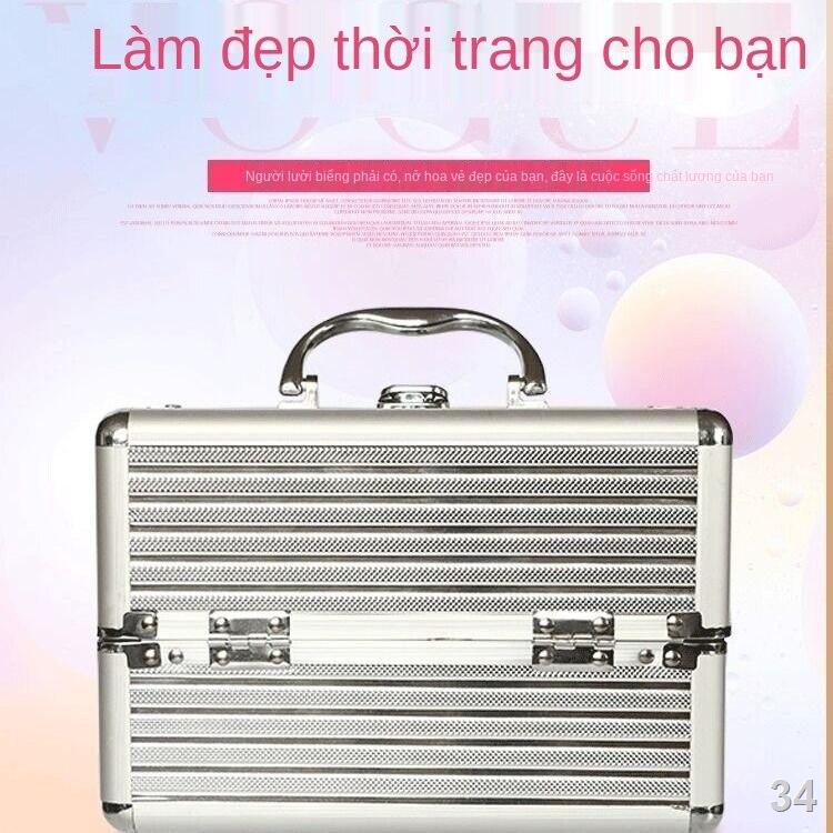 2021◙⊕۩Hộp đựng mỹ phẩm dung tích lớn mùa thu Hàn Quốc túi hợp kim nhôm xách tay