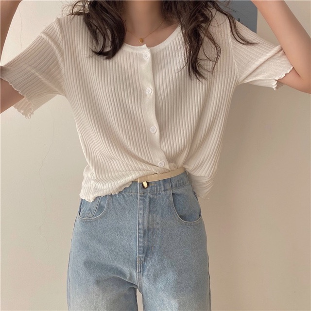 MS018 Áo len khuy viền lượn sóng PhuLinhShop