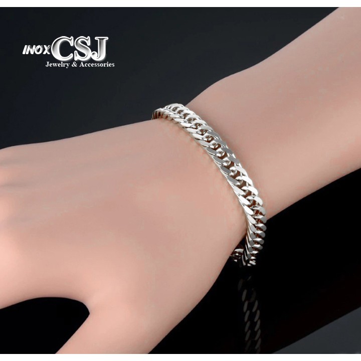 Combo dây chuyền và lắc tay inox kiểu lặc đôi 9mm đẹp, không đen, hợp thời trang thể hiện đẳng cấp phái mạnh