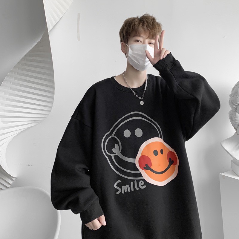 Áo sweater,áo nỉ siêu dày form rộng in hình mặt cười nam nữ mặc đều đẹp | BigBuy360 - bigbuy360.vn