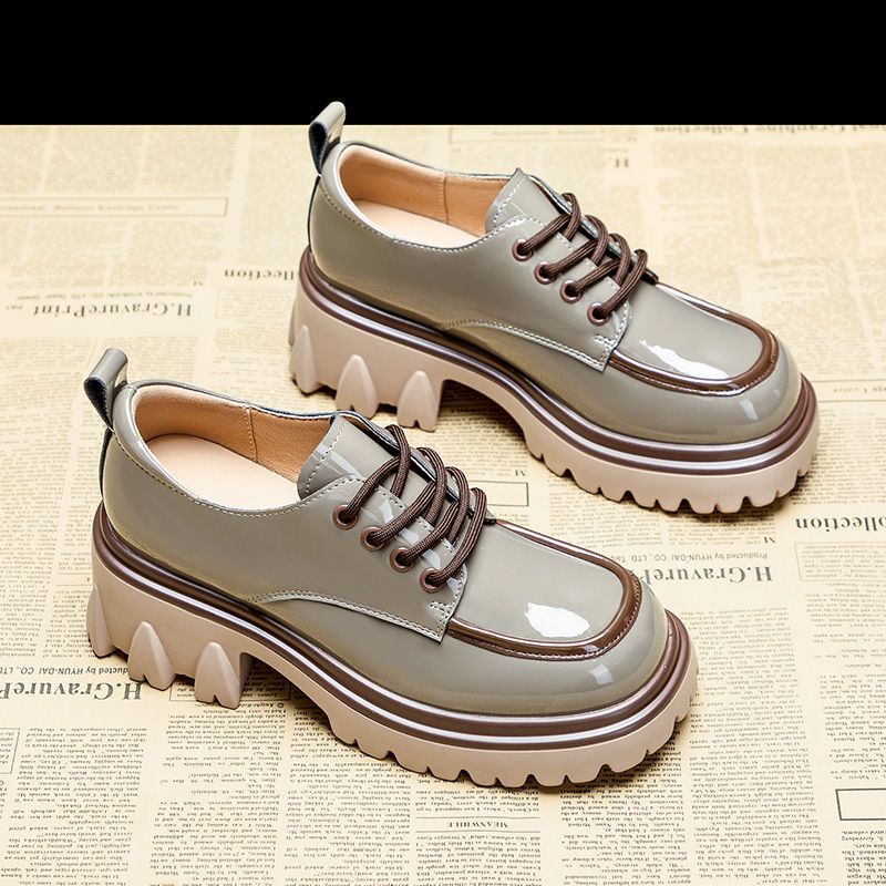 French vintage shoes Women's shoes 2022 New Autumn British style Black shoes thick-soled Love shoes single shoes