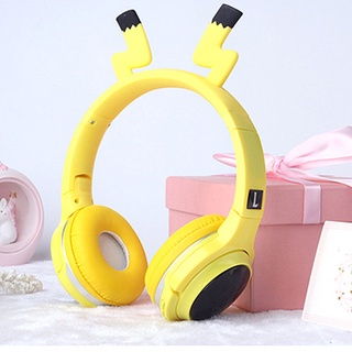 Tai Nghe Chụp Tai Bluetooth Không Dây Pikachu Màu Vàng Cute Dễ Thương Đèn LED Sáng Độc Đáo Âm Thanh Sống Động - Giá Rẻ