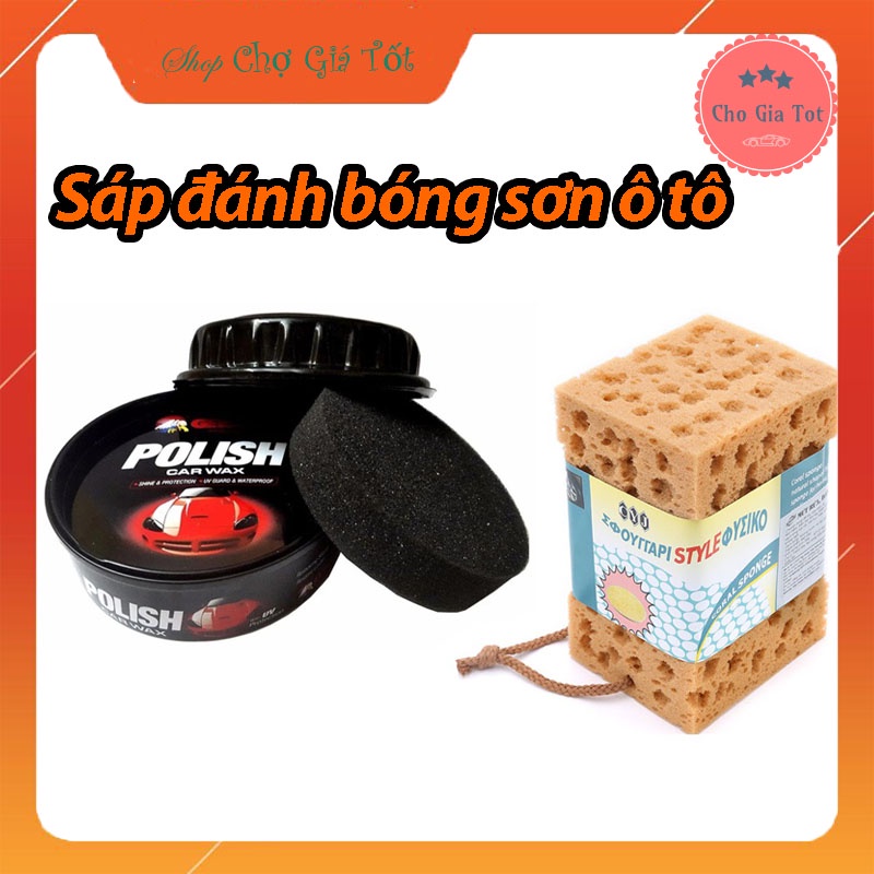 Combo Sáp đánh bóng và phục hồi sơn ô tô xe máy Getsun 230Gr kèm Mút