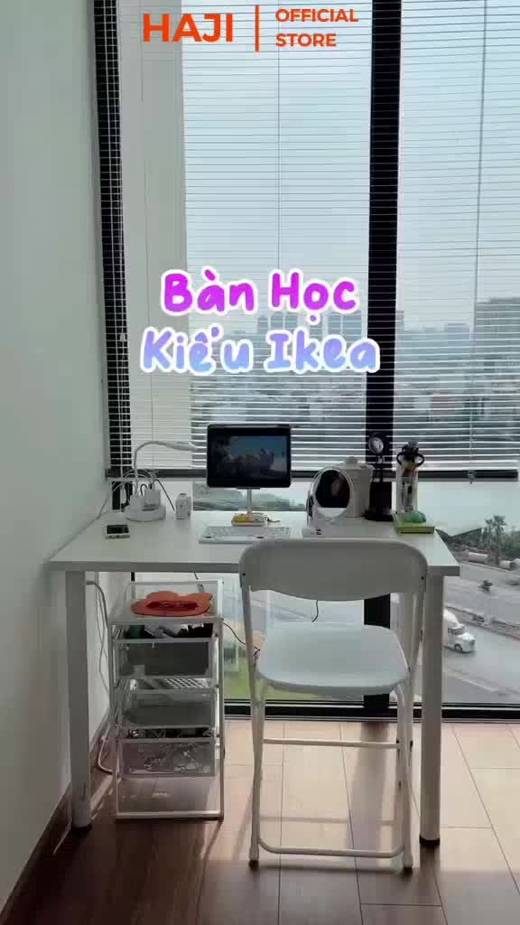 Bàn đa năng HAJI bàn làm việc khung sắt chân tròn sơn tĩnh điện độ bền cao, chắc chắn C62 dài 120cm | BigBuy360 - bigbuy360.vn