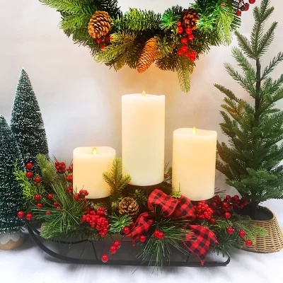 Set 3 nến điện tử trang trí Giáng sinh Noel decor nhà cửa