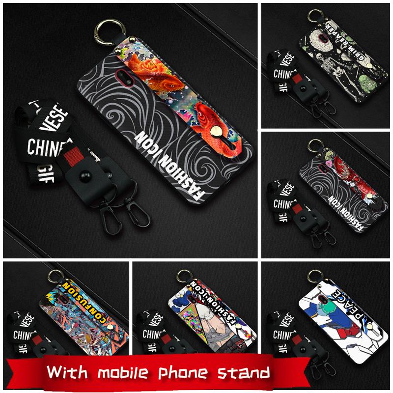 Fashion Design Anti-dust Phone Case For Nokia C1 Plus Lanyard TPU Soft Back Cover Shockproof Durable Cute