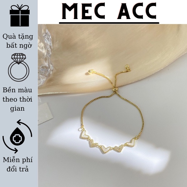 Vòng tay nữ không gỉ phối đá lắc tay nữ dây rút phối xích họa tiết cá tính Vintage cao cấp T10 Mec Accessories