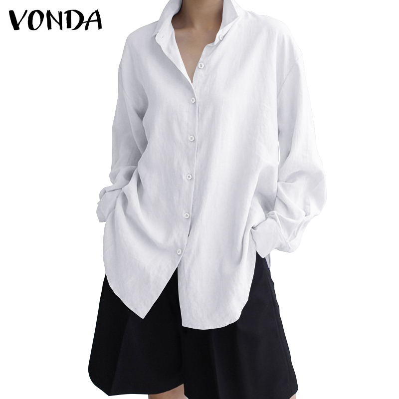 Áo sơ mi VONDA tay dài màu trơn thời trang xuân thu cho nữ
