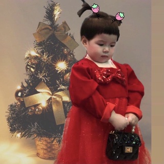 Đầm noel cho bé gái đầm nhung đỏ cho bé gái sịn