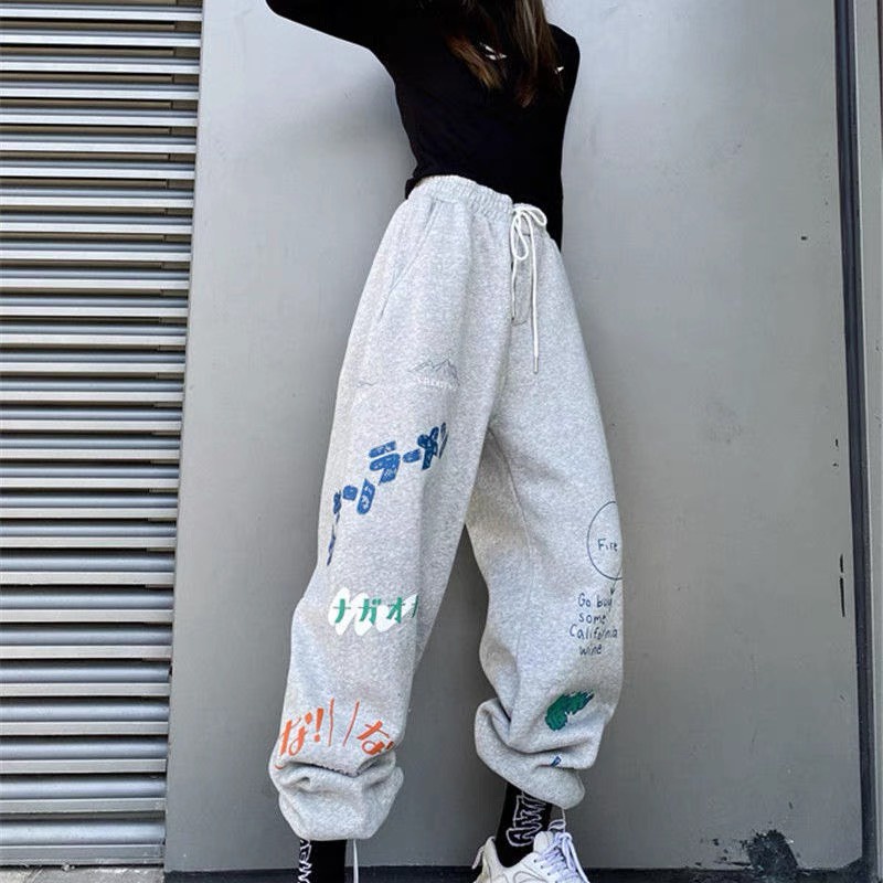Quần jogger nữa/Quần ống rộng lưng cao unisex nam nữ mặc được 2 kiểu hình in phong cách RÔ STORE QD35