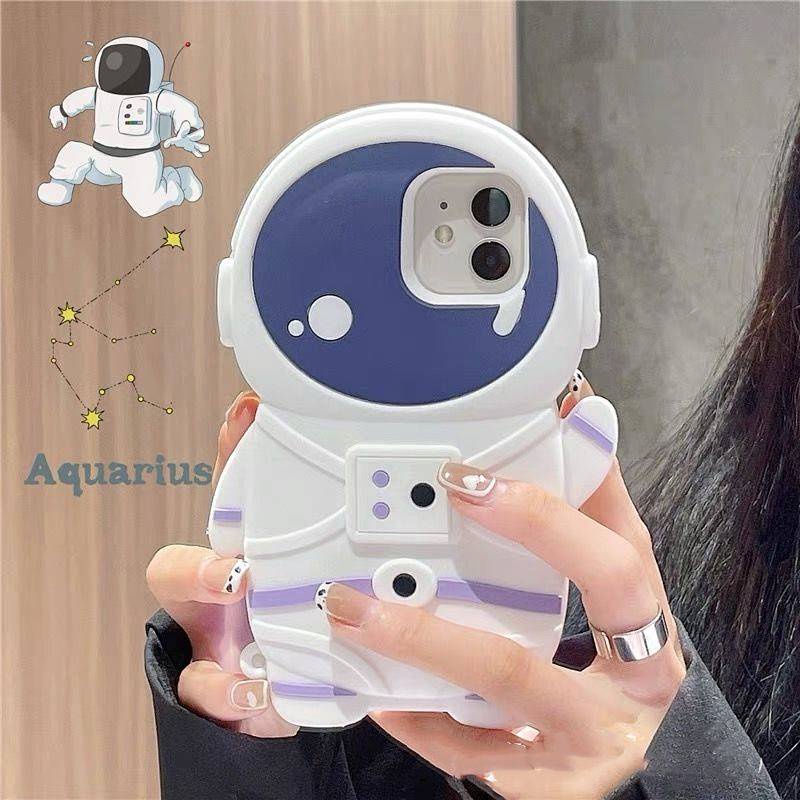 Ốp điện thoại silicon họa tiết phi hành gia ba chiều chống rơi thích hợp cho Iphone 12promax 11 Xs Xr 8p